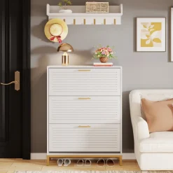 Tribesigns Shoe Racks & Cabinets|Shoe Racks & Cabinets*Modern Shoe Cabinet with Wall Mounted Coat Rack & Flip Drawer