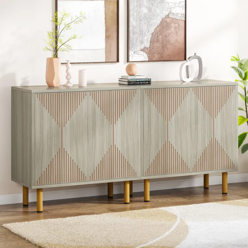 Tribesigns Sideboards & Buffets|Sideboards & Buffets*Modern Sideboard Buffet, 58" Wood Storage Cabinet with Doors