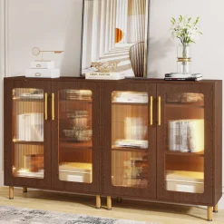 Tribesigns Sideboards & Buffets|Sideboards & Buffets*Modern Sideboard Buffet Storage Cabinet with LED Light & Acrylic Doors
