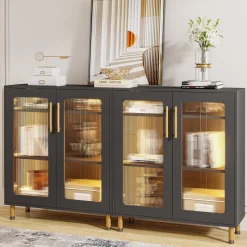Tribesigns Sideboards & Buffets|Sideboards & Buffets*Modern Sideboard Buffet Storage Cabinet with LED Light & Acrylic Doors