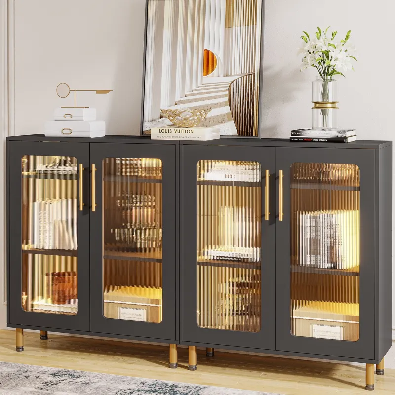 Tribesigns Sideboards & Buffets|Sideboards & Buffets*Modern Sideboard Buffet Storage Cabinet with LED Light & Acrylic Doors