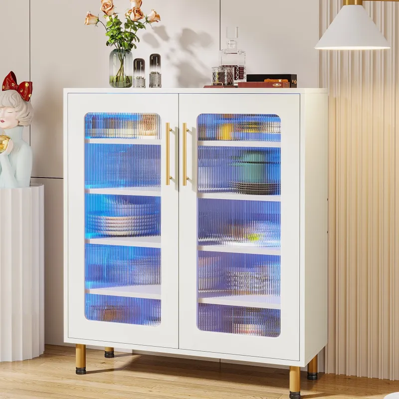 Tribesigns Sideboards & Buffets|Sideboards & Buffets*Modern Sideboard Buffet Storage Cabinet with LED Light & Acrylic Doors