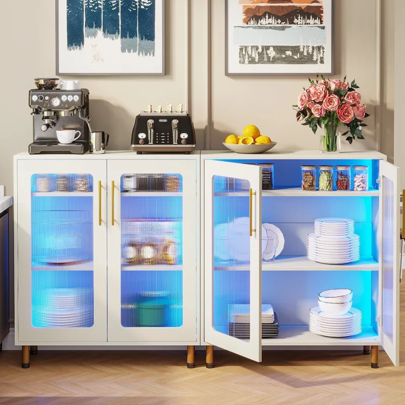 Tribesigns Sideboards & Buffets|Sideboards & Buffets*Modern Sideboard Buffet Storage Cabinet with LED Light & Acrylic Doors