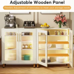 Tribesigns Sideboards & Buffets|Sideboards & Buffets*Modern Sideboard Buffet Storage Cabinet with LED Light & Acrylic Doors