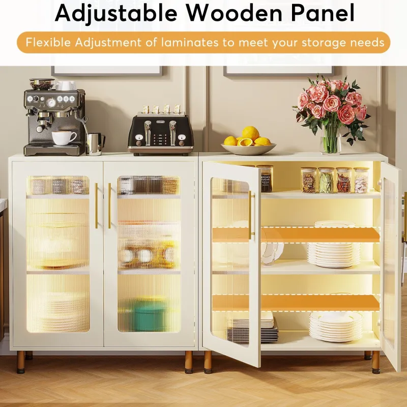 Tribesigns Sideboards & Buffets|Sideboards & Buffets*Modern Sideboard Buffet Storage Cabinet with LED Light & Acrylic Doors