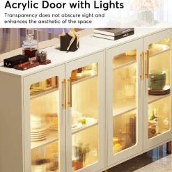 Tribesigns Sideboards & Buffets|Sideboards & Buffets*Modern Sideboard Buffet Storage Cabinet with LED Light & Acrylic Doors