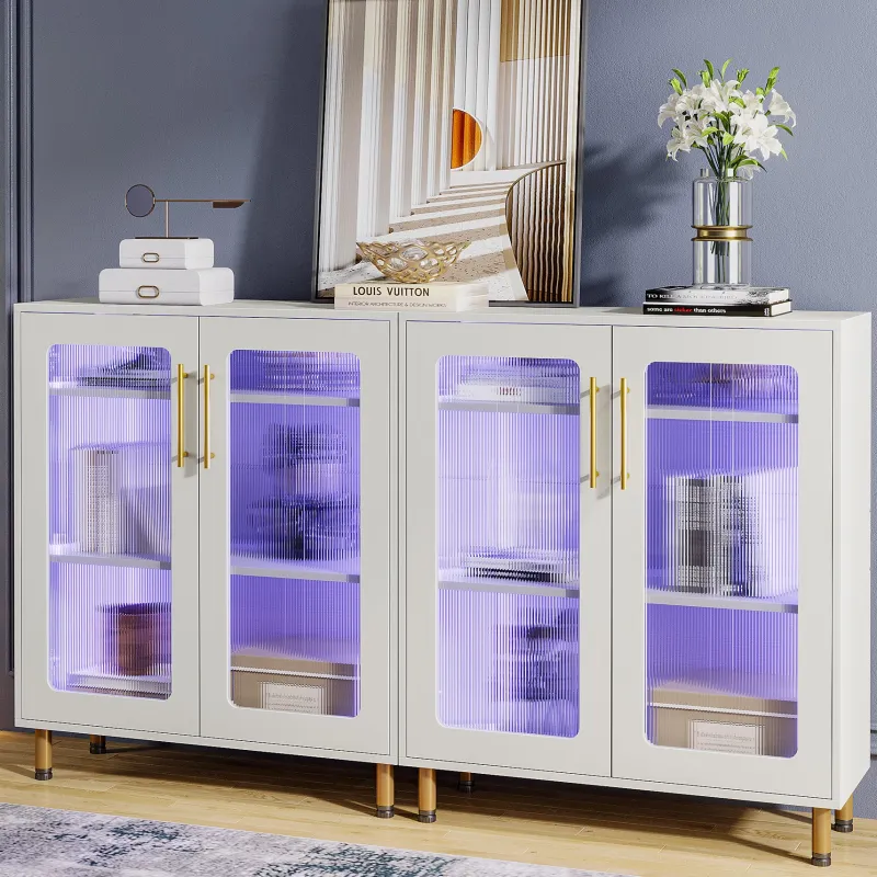 Tribesigns Sideboards & Buffets|Sideboards & Buffets*Modern Sideboard Buffet Storage Cabinet with LED Light & Acrylic Doors
