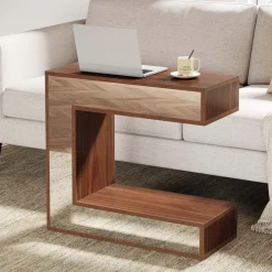 Tribesigns End & Side Tables*Narrow End Table, Mirrored Sofa Side Table With Storage Shelf