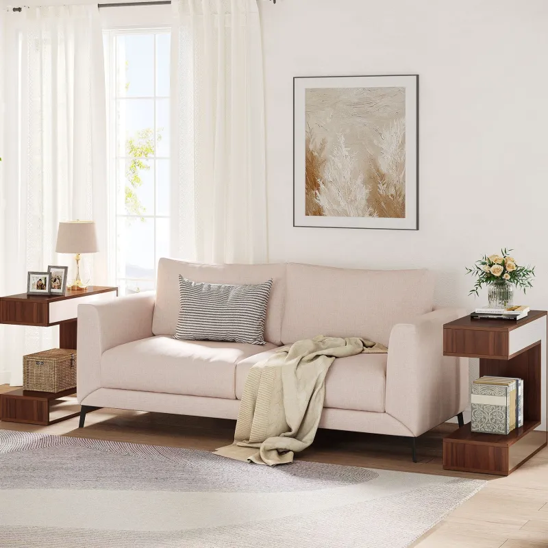 Tribesigns End & Side Tables*Narrow End Table, Mirrored Sofa Side Table With Storage Shelf