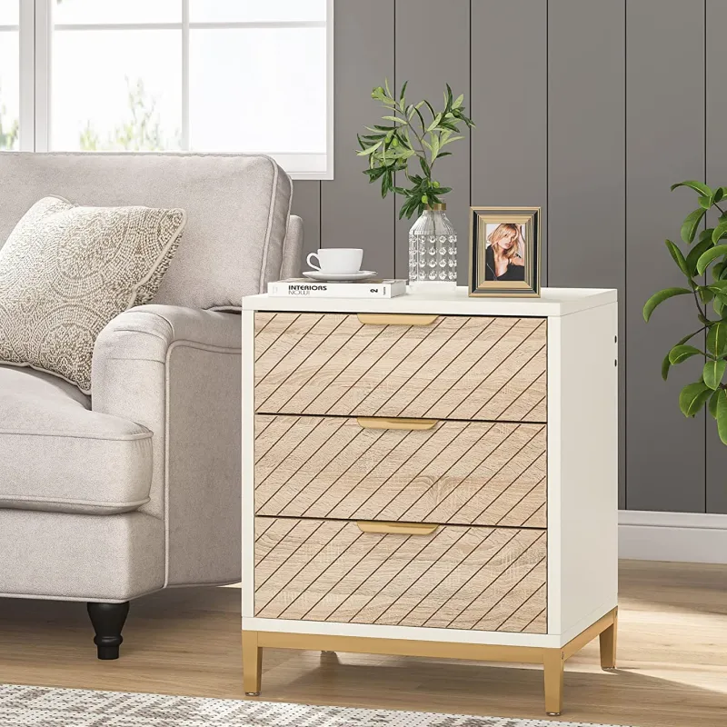 Tribesigns Nightstands*Nightstand, 3 Drawers Bedside End Table for Bedroom