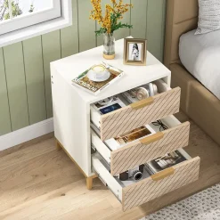 Tribesigns Nightstands*Nightstand, 3 Drawers Bedside End Table for Bedroom