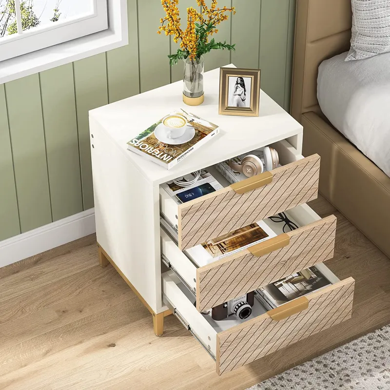 Tribesigns Nightstands*Nightstand, 3 Drawers Bedside End Table for Bedroom