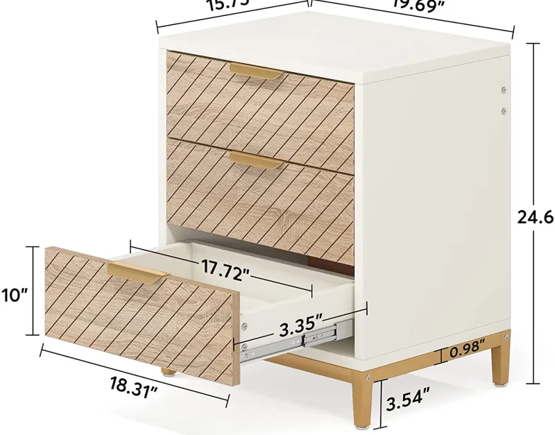 Tribesigns Nightstands*Nightstand, 3 Drawers Bedside End Table for Bedroom