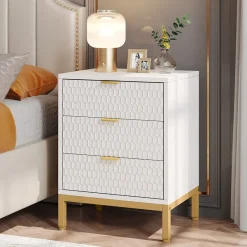Tribesigns Nightstands*Nightstand, 25.8" Tall Bedside Table with 3 Drawers