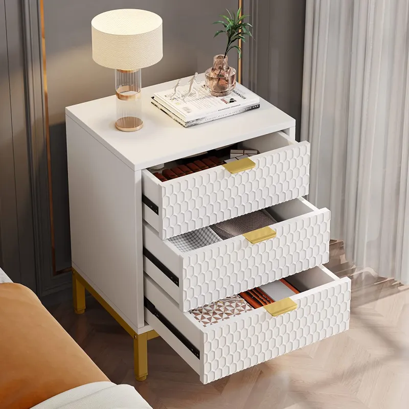 Tribesigns Nightstands*Nightstand, 25.8" Tall Bedside Table with 3 Drawers