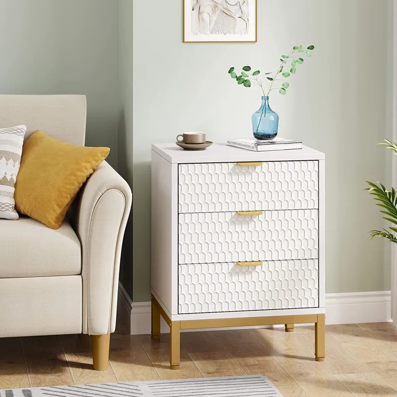 Tribesigns Nightstands*Nightstand, 25.8" Tall Bedside Table with 3 Drawers