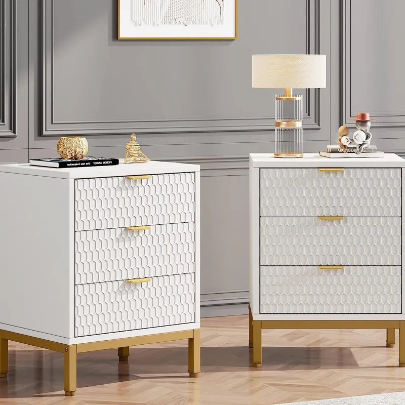 Tribesigns Nightstands*Nightstand, 25.8" Tall Bedside Table with 3 Drawers