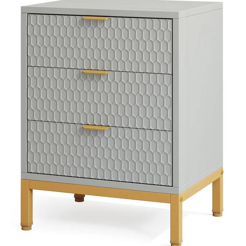 Tribesigns Nightstands*Nightstand, 25.8" Tall Bedside Table with 3 Drawers