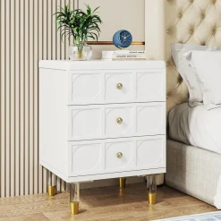 Tribesigns Nightstands*Nightstand, 3-Drawer Bedside Table with Acrylic Metal Legs