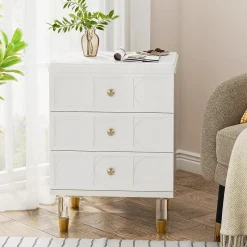 Tribesigns Nightstands*Nightstand, 3-Drawer Bedside Table with Acrylic Metal Legs
