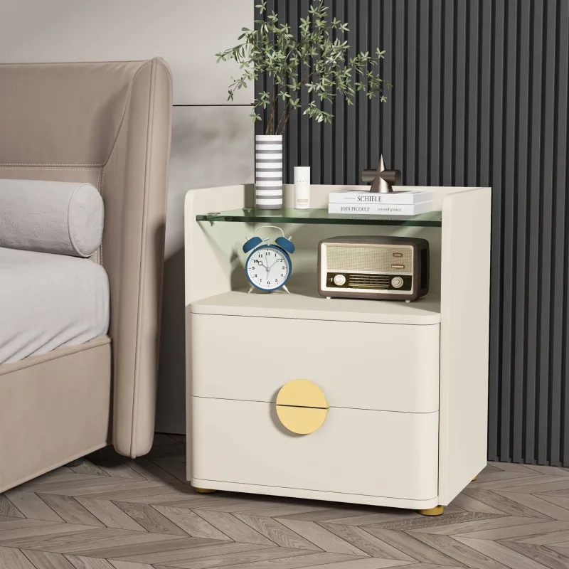 Tribesigns Nightstands*Nightstand, 2-Drawer Modern Bedside Table with Open Storage