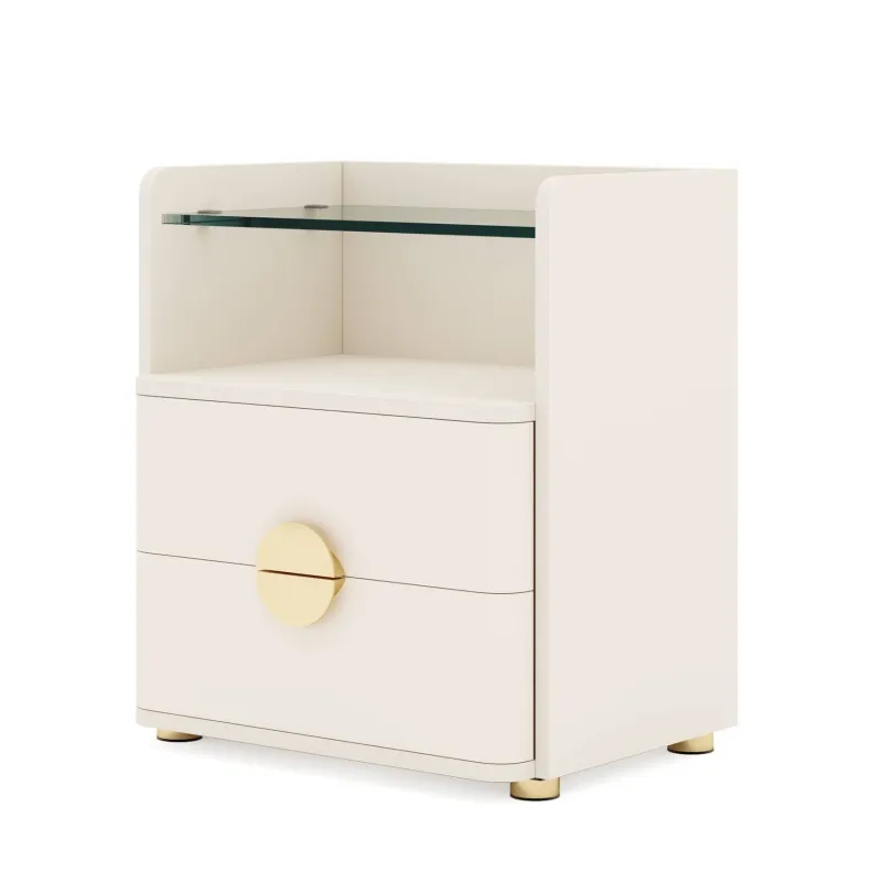 Tribesigns Nightstands*Nightstand, 2-Drawer Modern Bedside Table with Open Storage