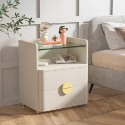 Tribesigns Nightstands*Nightstand, 2-Drawer Modern Bedside Table with Open Storage
