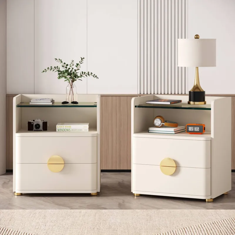 Tribesigns Nightstands*Nightstand, 2-Drawer Modern Bedside Table with Open Storage