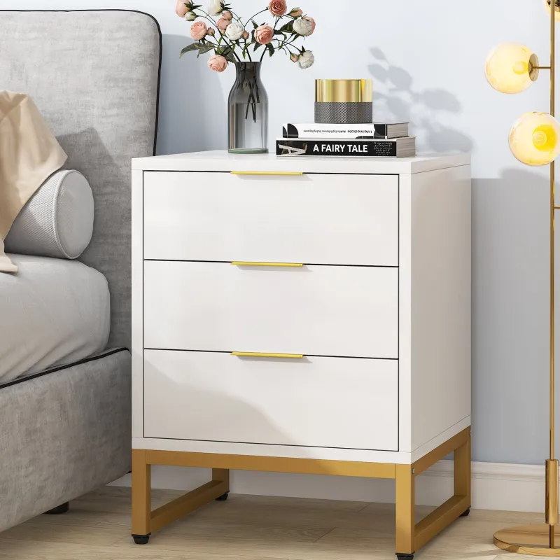Tribesigns Nightstands*Nightstand, Modern Bedside End Table with 3 Storage Drawers