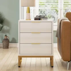 Tribesigns Nightstands*Nightstand, Modern Bedside End Table with 3 Storage Drawers