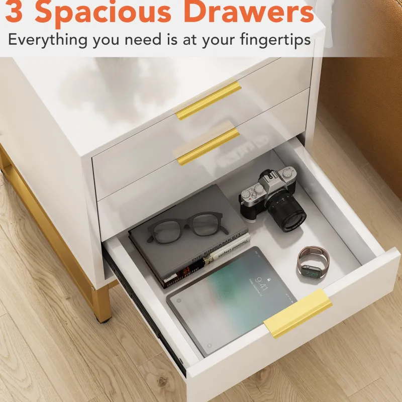 Tribesigns Nightstands*Nightstand, Modern Bedside End Table with 3 Storage Drawers