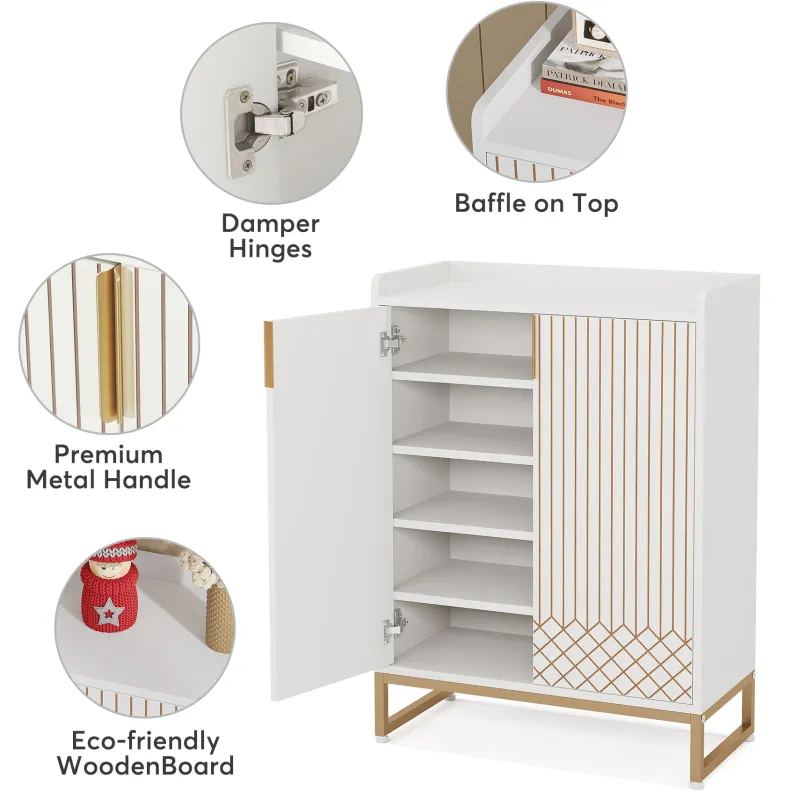 Tribesigns Shoe Racks & Cabinets|Shoe Racks & Cabinets*25-Pair Shoe Cabinet with Doors, 5-Tier Modern Shoe Rack Organizer