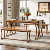 Tribesigns Dining Tables*4-Piece 51-Inch Dining Table Set with 2 Benches & Table Runner