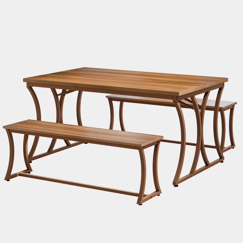 Tribesigns Dining Tables*4-Piece 51-Inch Dining Table Set with 2 Benches & Table Runner