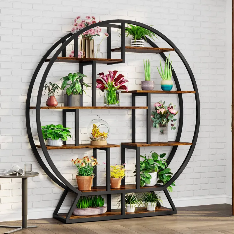Tribesigns Plant Stands|Plant Stands*Plant Stand, 63" Round Flower Pot Plant Rack with 8 Shelves