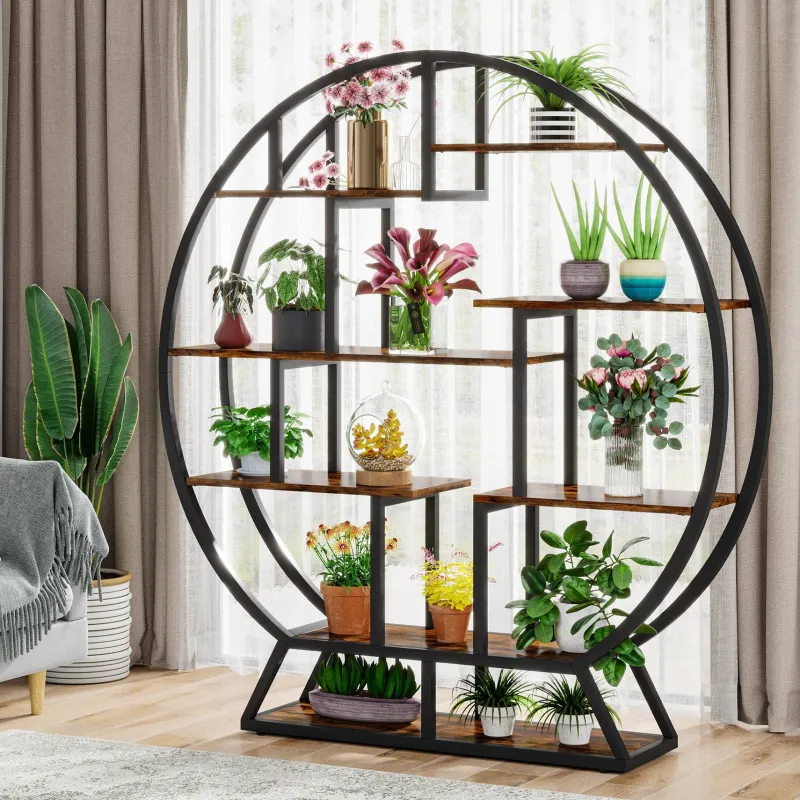 Tribesigns Plant Stands|Plant Stands*Plant Stand, 63" Round Flower Pot Plant Rack with 8 Shelves
