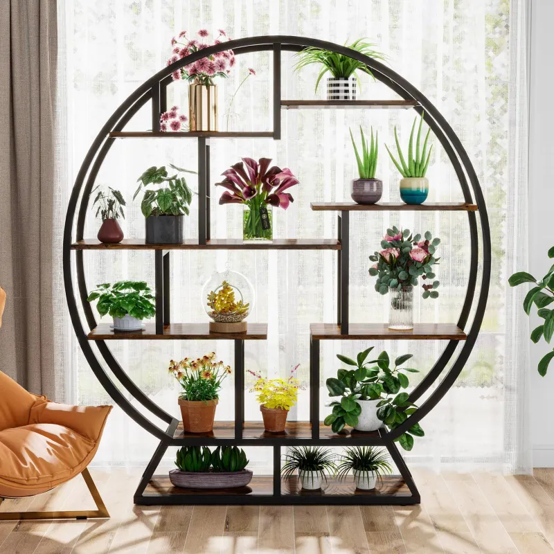 Tribesigns Plant Stands|Plant Stands*Plant Stand, 63" Round Flower Pot Plant Rack with 8 Shelves