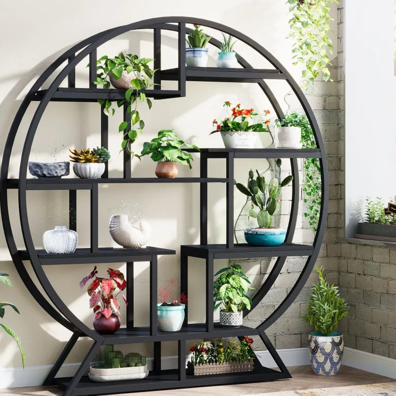Tribesigns Plant Stands|Plant Stands*Plant Stand, 63" Round Flower Pot Plant Rack with 8 Shelves