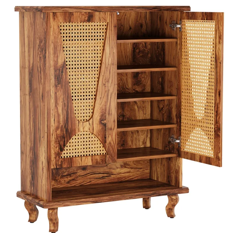 Tribesigns Shoe Racks & Cabinets|Shoe Racks & Cabinets*Rattan Shoe Cabinet, 5 - Tier Hidden Shoe Rack with Ventilated Doors