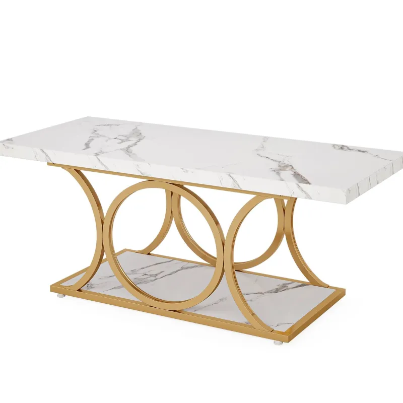 Tribesigns Coffee Tables*Rectangle Coffee Table, 47.24" Center Table with Faux Marble Top