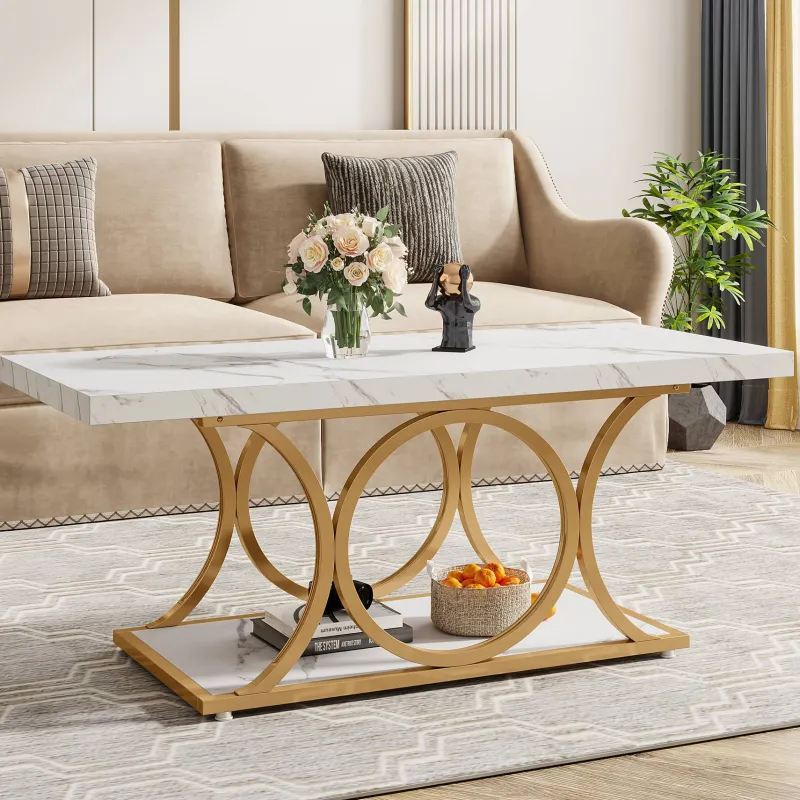 Tribesigns Coffee Tables*Rectangle Coffee Table, 47.24" Center Table with Faux Marble Top