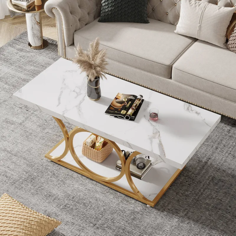 Tribesigns Coffee Tables*Rectangle Coffee Table, 47.24" Center Table with Faux Marble Top