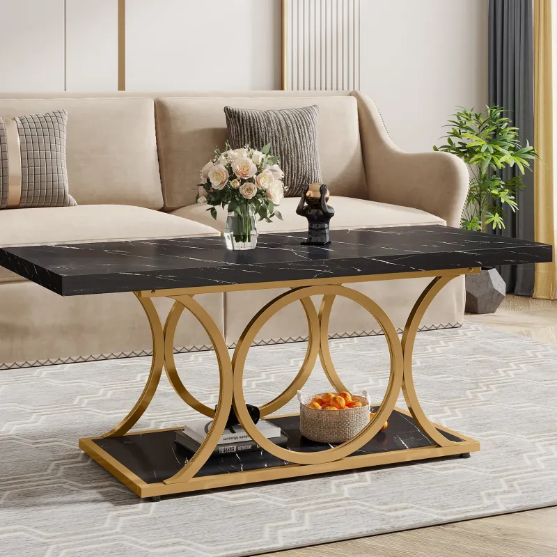Tribesigns Coffee Tables*Rectangle Coffee Table, 47.24" Center Table with Faux Marble Top