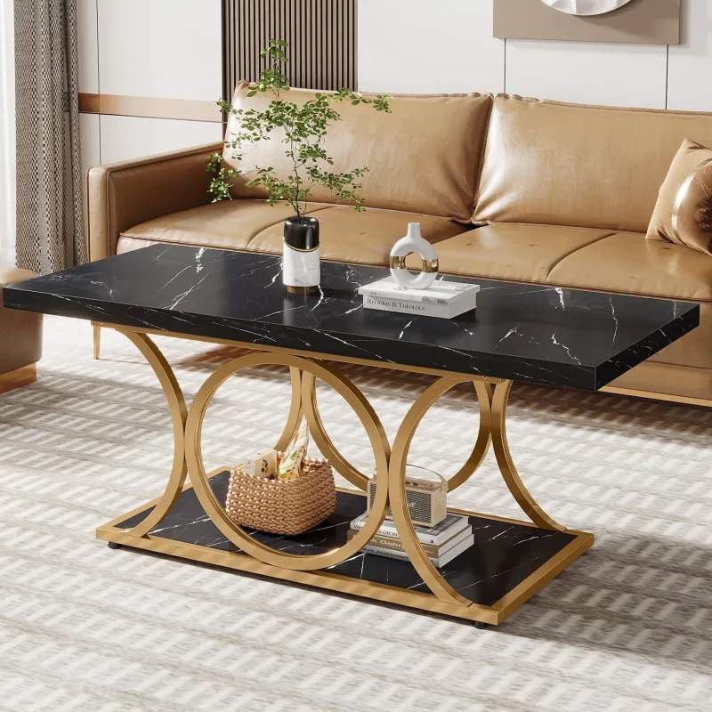 Tribesigns Coffee Tables*Rectangle Coffee Table, 47.24" Center Table with Faux Marble Top