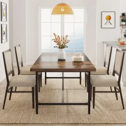 Tribesigns Dining Tables*Rectangle Dining Table, Industrial Breakfast Dinner Table for 6 - 8 people