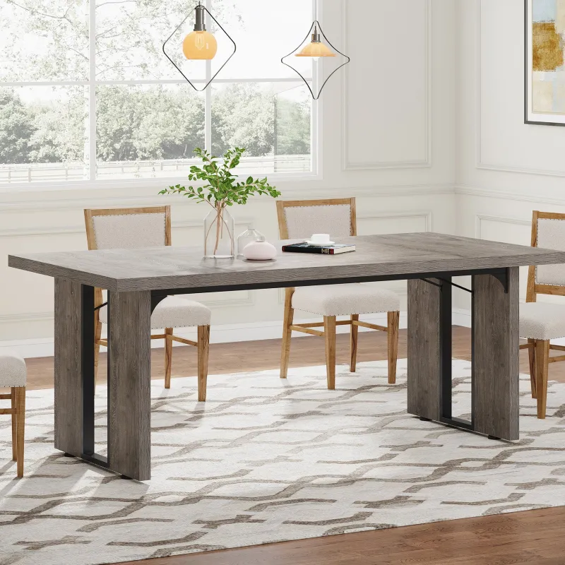 Tribesigns Dining Tables*Rectangular Dining Table, 71" Farmhouse Breakfast Table for 6 to 8 People