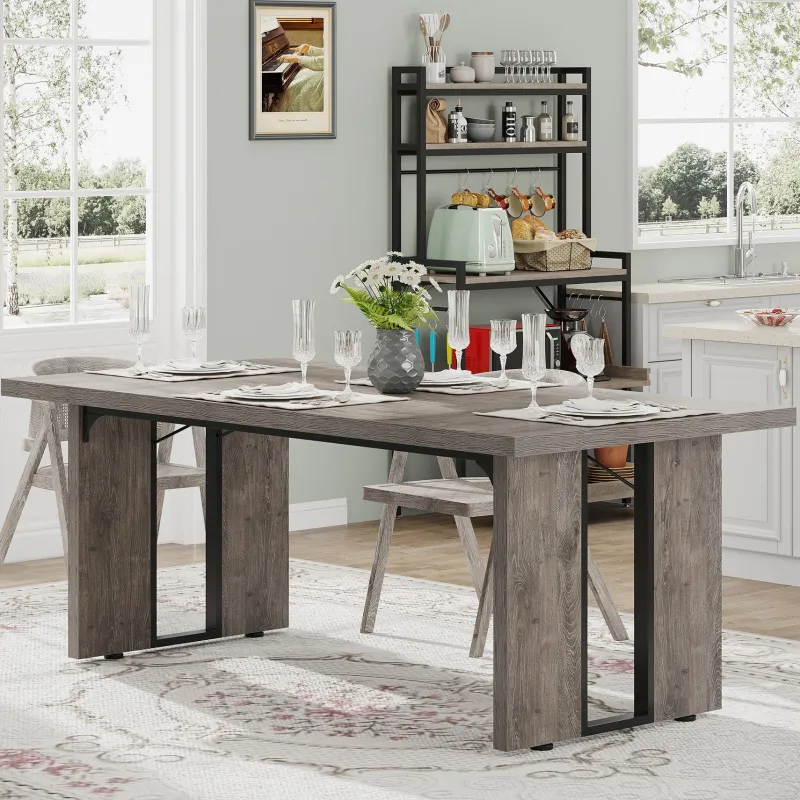 Tribesigns Dining Tables*Rectangular Dining Table, 71" Farmhouse Breakfast Table for 6 to 8 People