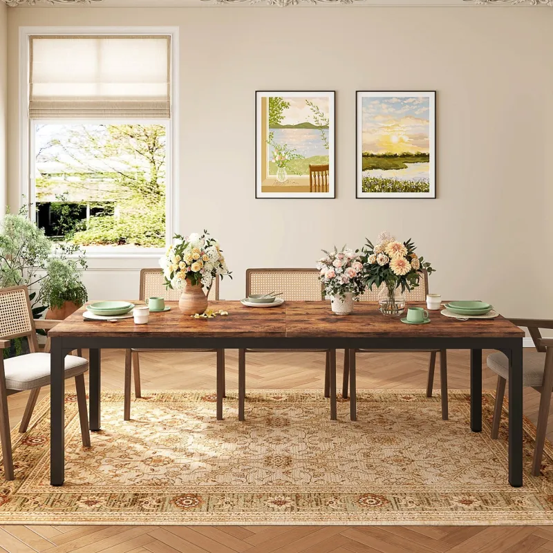 Tribesigns Dining Tables*Rectangular Dining Table, 78 inch Long Kitchen Table for 6-8 People