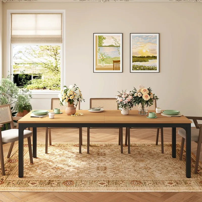 Tribesigns Dining Tables*Rectangular Dining Table, 78 inch Long Kitchen Table for 6-8 People