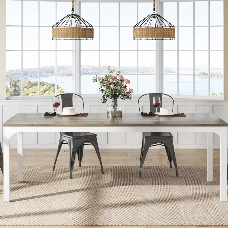 Tribesigns Dining Tables*Rectangular Dining Table, 78 inch Long Kitchen Table for 6-8 People